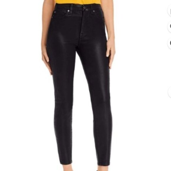 7 For All Mankind Women's Coated High Waist Ankle Skinny Jeans - size 26 / 2 - Picture 1 of 5